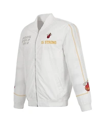 Men's Jh Design White Miami Heat 2022/23 City Edition Full-Zip Nylon Bomber Jacket