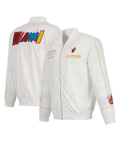 Men's Jh Design White Miami Heat 2022/23 City Edition Full-Zip Nylon Bomber Jacket