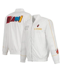 Men's Jh Design White Miami Heat 2022/23 City Edition Full-Zip Nylon Bomber Jacket