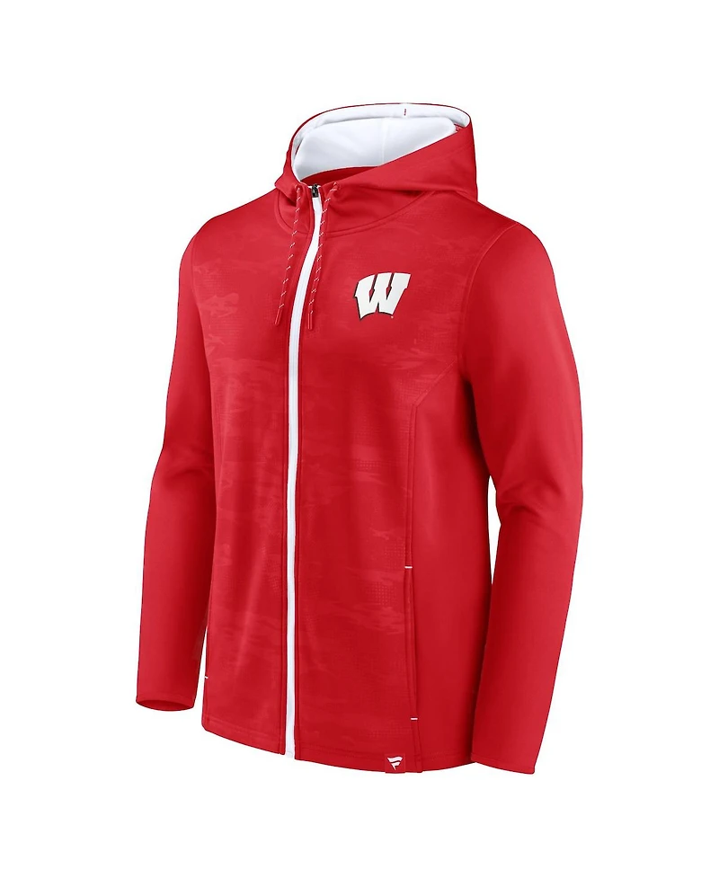 Men's Fanatics Red Wisconsin Badgers Ball Carrier Full-Zip Hoodie