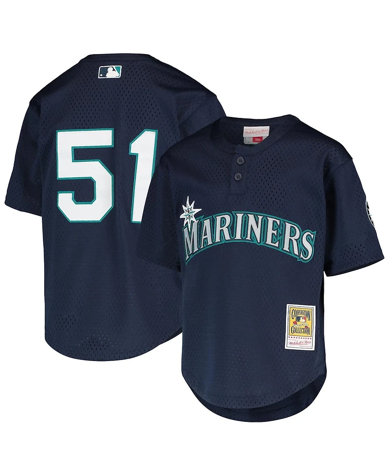Big Boys Mitchell & Ness Ichiro Suzuki Navy Seattle Mariners Cooperstown Collection Mesh Batting Practice Jersey