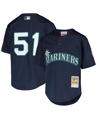 Big Boys Mitchell & Ness Ichiro Suzuki Navy Seattle Mariners Cooperstown Collection Mesh Batting Practice Jersey