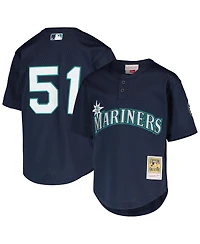 Big Boys Mitchell & Ness Ichiro Suzuki Navy Seattle Mariners Cooperstown Collection Mesh Batting Practice Jersey