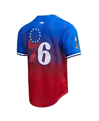 Men's Pro Standard Royal, Red Philadelphia 76ers Ombre Mesh Button-Up Shirt
