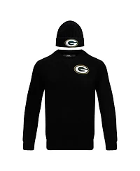 Men's Pro Standard Black Green Bay Packers Crewneck Pullover Sweater and Cuffed Knit Hat Box Gift Set