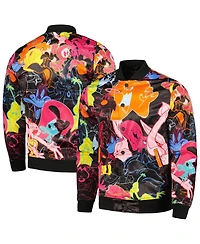 Men's Freeze Max Black Looney Tunes Graphic Satin Full-Snap Jacket