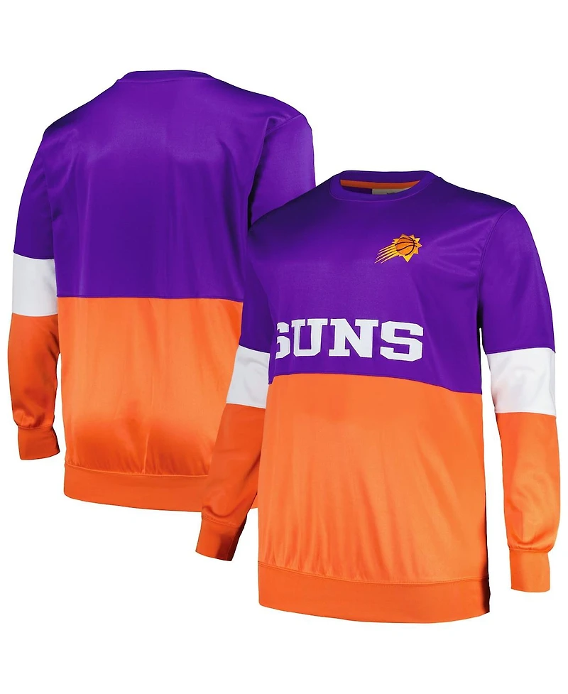Men's Fanatics Purple, Orange Phoenix Suns Big and Tall Split Pullover Sweatshirt