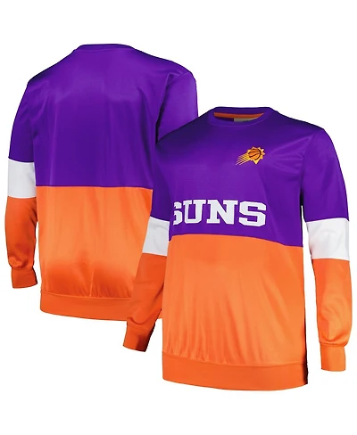 Men's Fanatics Purple, Orange Phoenix Suns Big and Tall Split Pullover Sweatshirt
