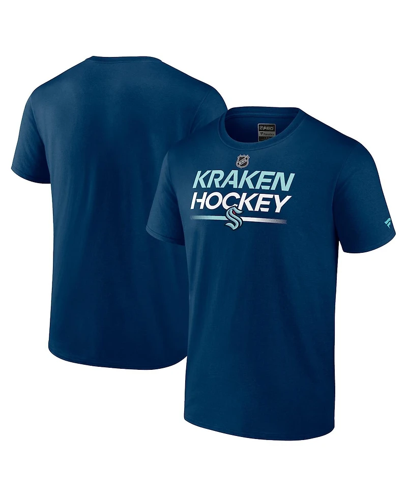 Men's Fanatics Navy Seattle Kraken Authentic Pro Primary T-shirt