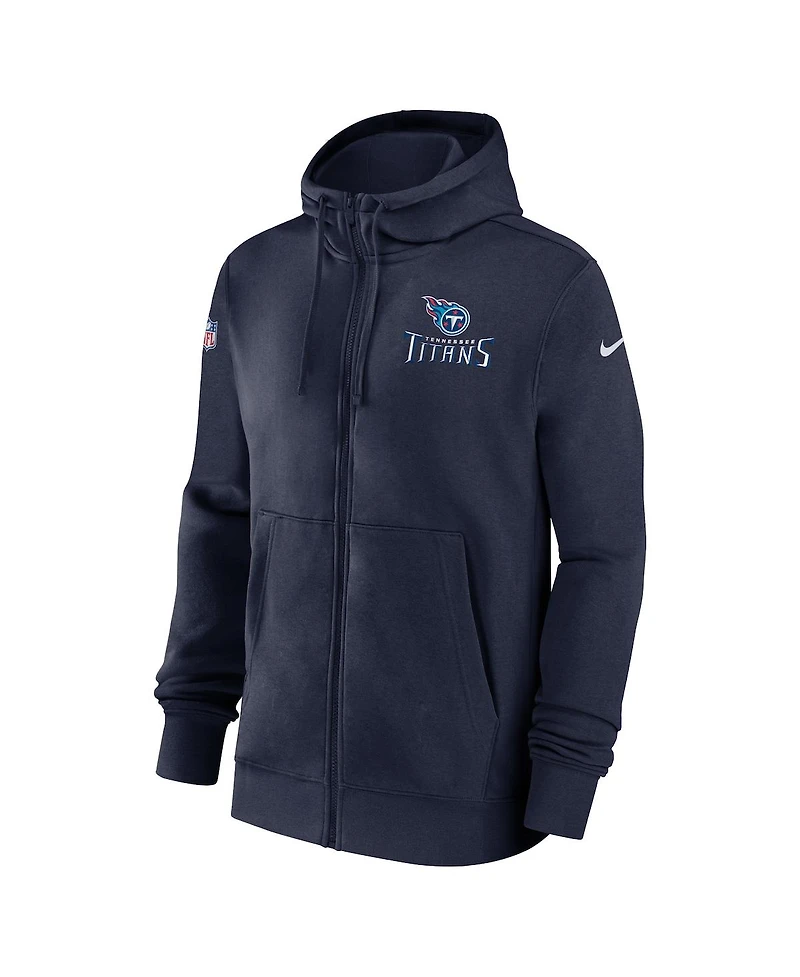 Men's Nike Navy Tennessee Titans Sideline Club Performance Full-Zip Hoodie