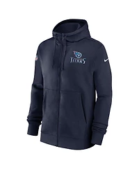 Men's Nike Navy Tennessee Titans Sideline Club Performance Full-Zip Hoodie
