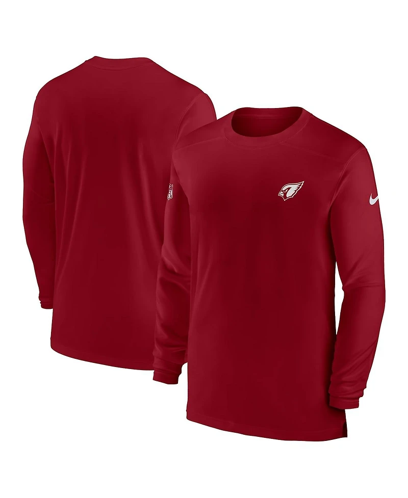 Men's Nike Cardinal Arizona Cardinals Sideline Coach Performance Long Sleeve T-shirt