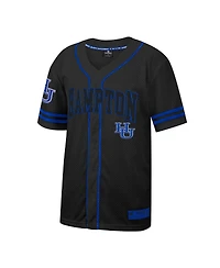 Men's Colosseum Black Hampton Pirates Free Spirited Mesh Button-Up Baseball Jersey