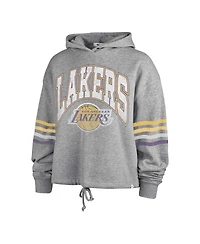 Women's '47 Brand Gray Distressed Los Angeles Lakers Upland Bennett Pullover Hoodie
