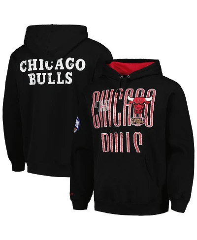 Men's Mitchell & Ness Black Distressed Chicago Bulls Hardwood Classics Og 2.0 Pullover Hoodie