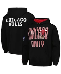 Men's Mitchell & Ness Black Distressed Chicago Bulls Hardwood Classics Og 2.0 Pullover Hoodie