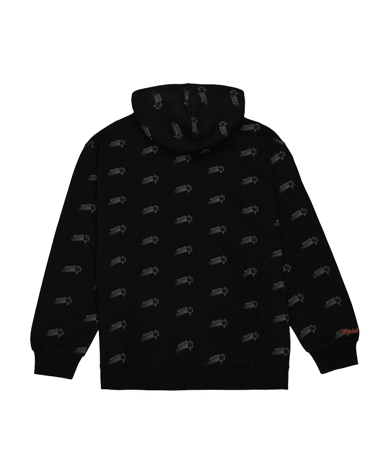 Men's Mitchell & Ness Black Phoenix Suns Hardwood Classics Allover Print Pullover Hoodie