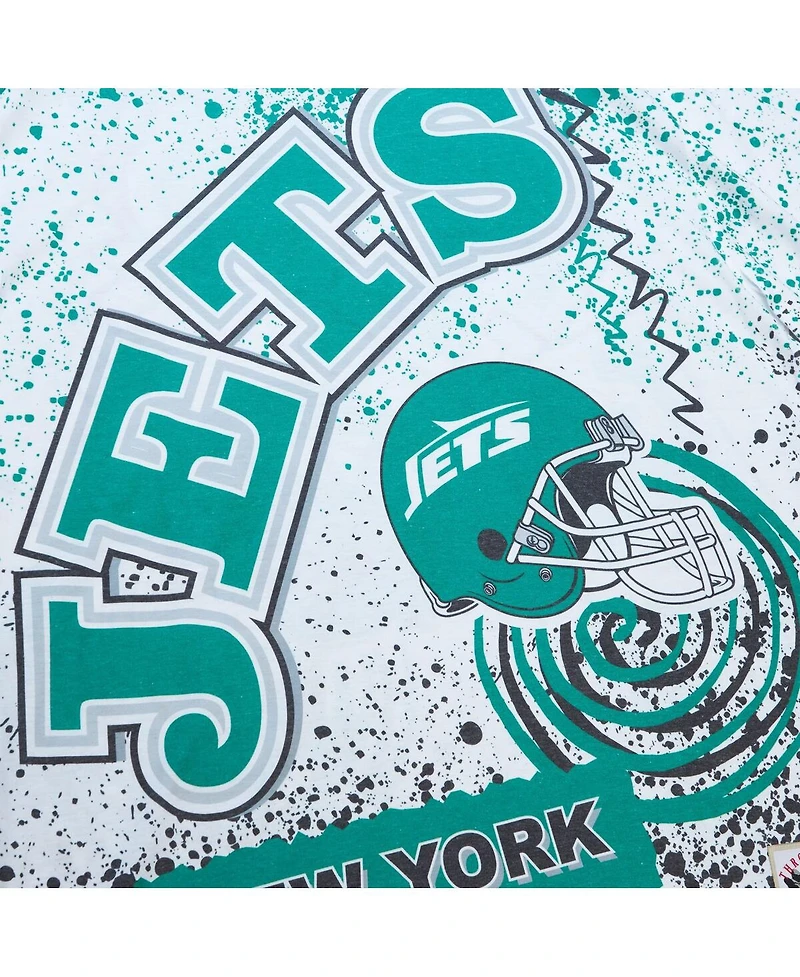 Men's Mitchell & Ness White New York Jets Team Burst Sublimated T-shirt