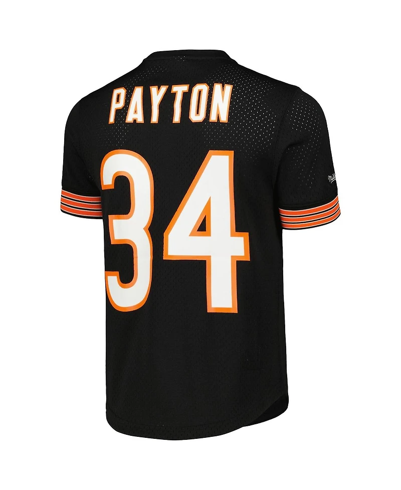 Men's Mitchell & Ness Walter Payton Black Chicago Bears Retired Player Name and Number Mesh Top