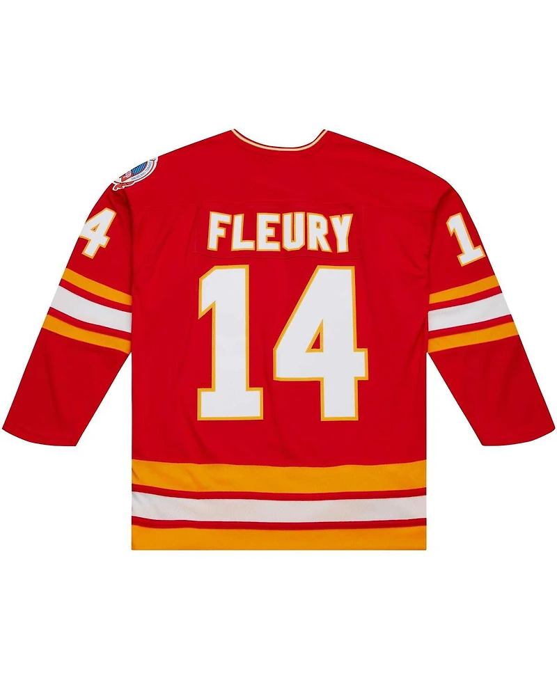 Men's Mitchell & Ness Theoren Fleury Red Calgary Flames 1988/89 Blue Line Player Jersey