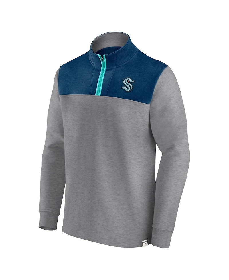 Men's Fanatics Heather Gray Seattle Kraken Launch It Quarter-Zip Jacket