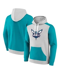 Men's Fanatics Gray, Teal Charlotte Hornets Arctic Colorblock Pullover Hoodie