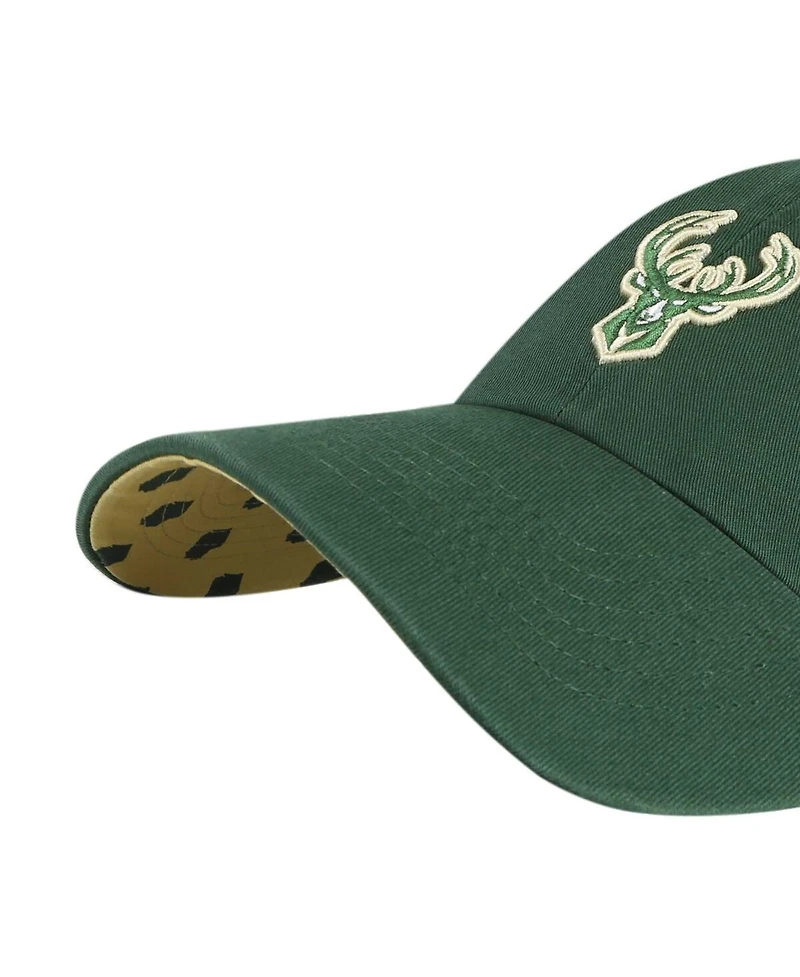 Women's '47 Brand Hunter Green Milwaukee Bucks Confetti Undervisor Clean Up Adjustable Hat