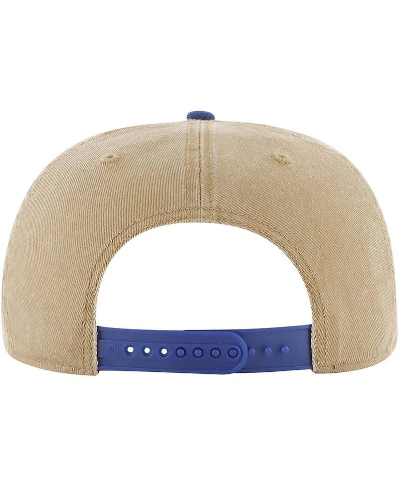 Men's '47 Brand Khaki, Royal Distressed Philadelphia 76ers Chilmark Captain Snapback Hat