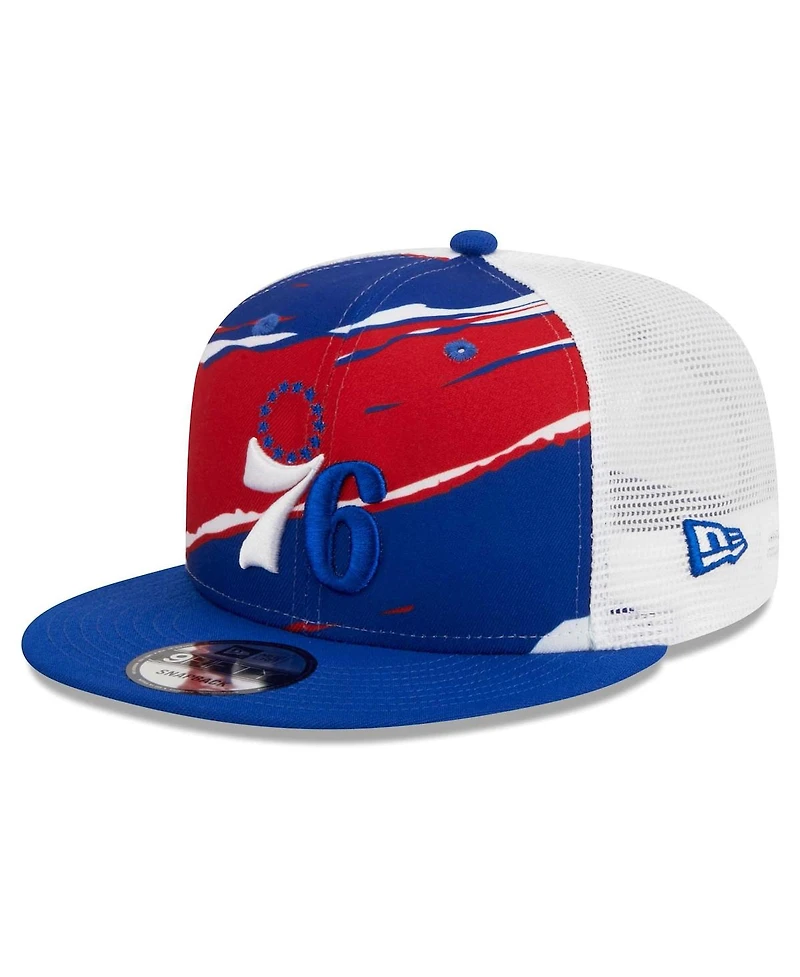 Men's New Era Royal, White Philadelphia 76ers Tear Trucker 9FIFTY Adjustable Hat