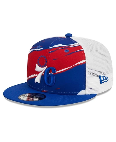 Men's New Era Royal, White Philadelphia 76ers Tear Trucker 9FIFTY Adjustable Hat