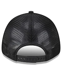 Men's New Era Black Portland Trail Blazers Plate Oversized Patch Trucker 9FORTY Adjustable Hat