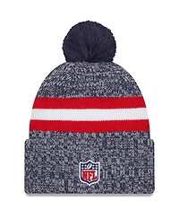 Men's New Era Navy New England Patriots 2023 Sideline Cuffed Knit Hat With Pom