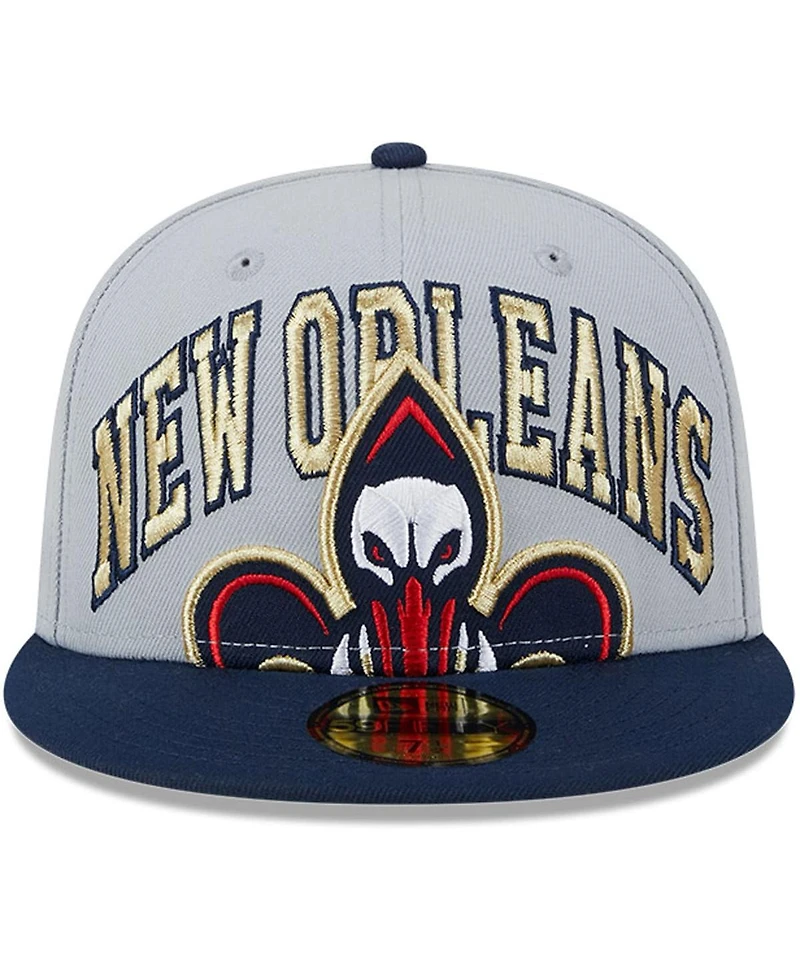 Men's New Era Gray, Navy Orleans Pelicans Tip-Off Two-Tone 59FIFTY Fitted Hat