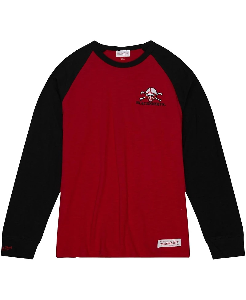 Men's Mitchell & Ness Scarlet Nebraska Huskers Legendary Slub Raglan Long Sleeve T-shirt