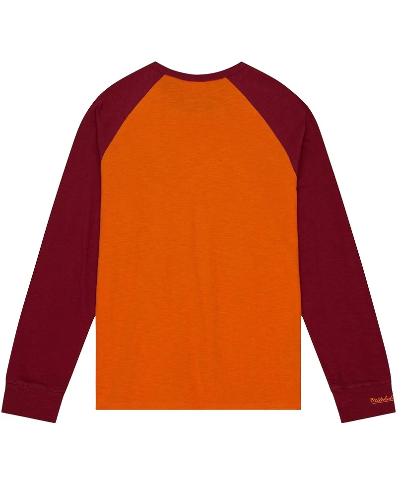 Men's Mitchell & Ness Orange Virginia Tech Hokies Legendary Slub Raglan Long Sleeve T-shirt