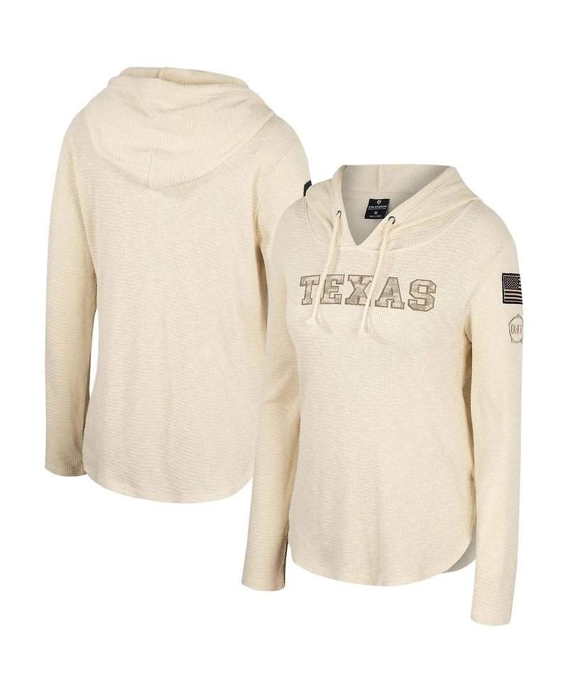 Women's Colosseum Cream Texas Longhorns Oht Military-Inspired Appreciation Casey Raglan Long Sleeve Hoodie T-shirt