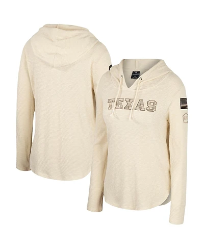 Women's Colosseum Cream Texas Longhorns Oht Military-Inspired Appreciation Casey Raglan Long Sleeve Hoodie T-shirt