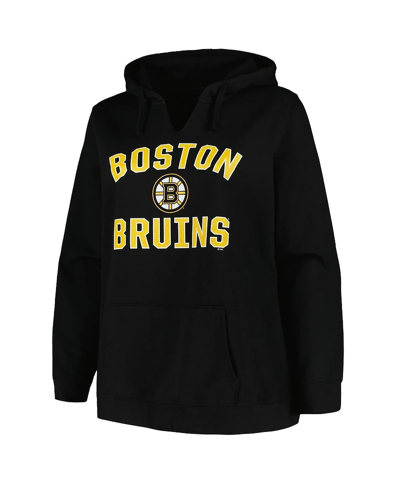Women's Profile Black Boston Bruins Plus Arch Over Logo Pullover Hoodie