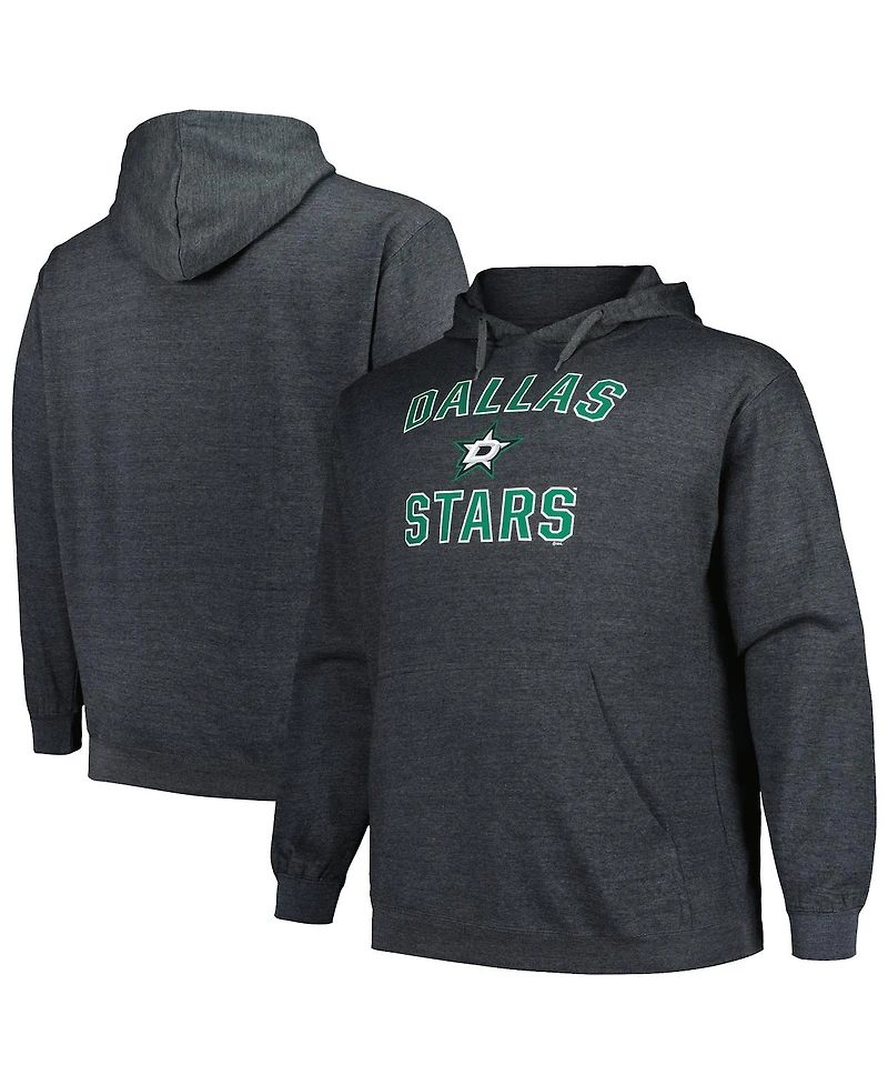 Men's Profile Heather Charcoal Dallas Stars Big and Tall Arch Over Logo Pullover Hoodie