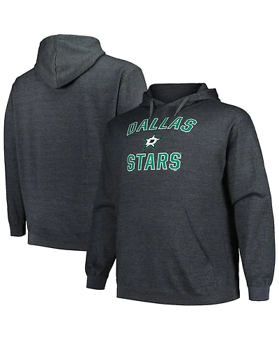 Men's Profile Heather Charcoal Dallas Stars Big and Tall Arch Over Logo Pullover Hoodie