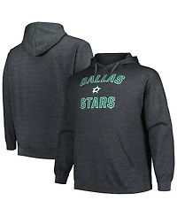 Men's Profile Heather Charcoal Dallas Stars Big and Tall Arch Over Logo Pullover Hoodie