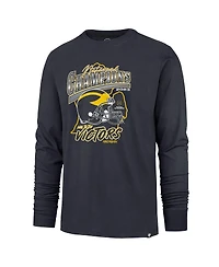 Men's '47 Brand Navy Michigan Wolverines College Football Playoff 2023 National Champions State Outline Franklin Long Sleeve T-shirt
