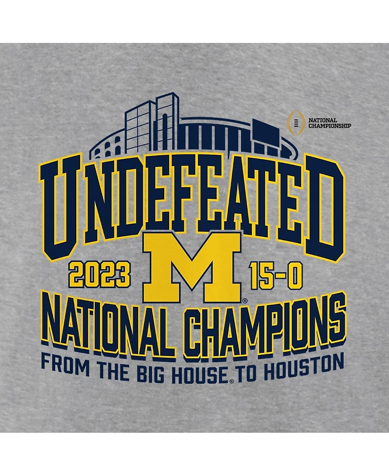 Men's Fanatics Steel Michigan Wolverines College Football Playoff 2023 National Champions Hometown Crewneck Pullover Sweatshirt