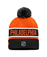 Men's Fanatics Black, Orange Philadelphia Flyers Authentic Pro Rink Cuffed Knit Hat with Pom