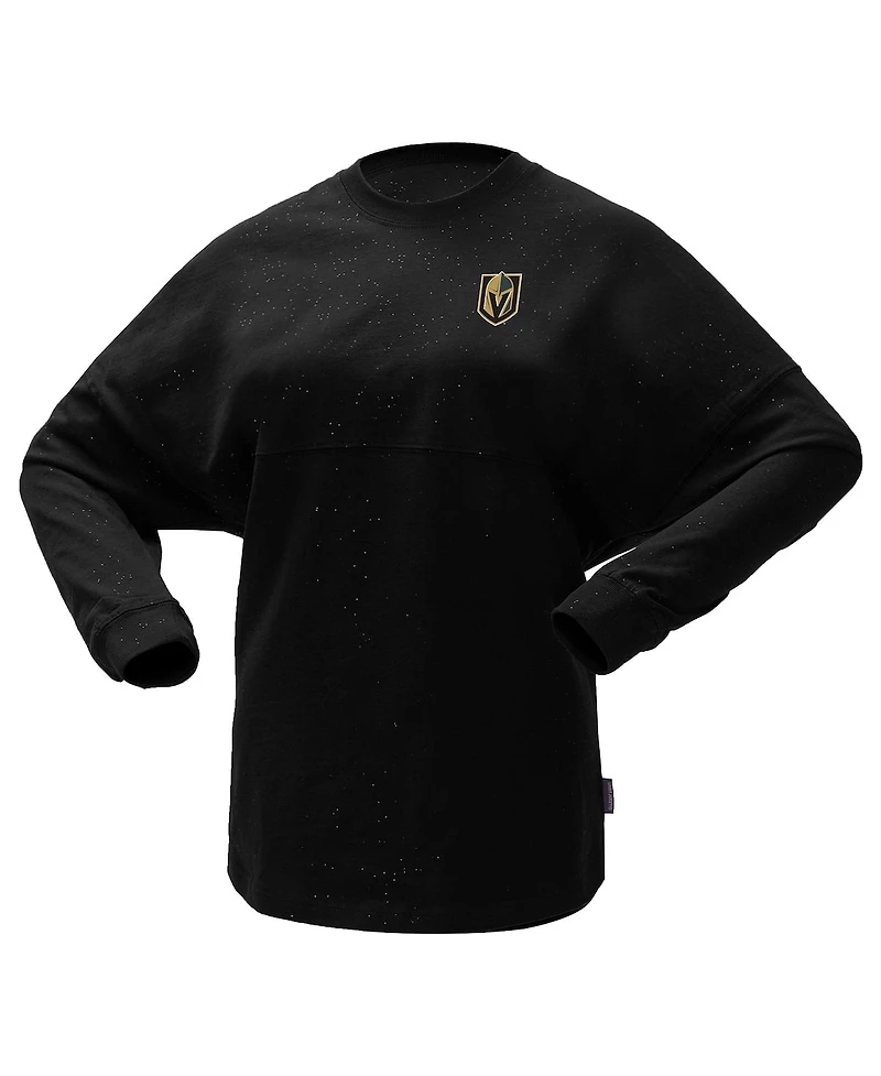 Women's Fanatics Black Vegas Golden Knights 2023 Stanley Cup Champions Sparkle Spirit Jersey Long Sleeve T-shirt
