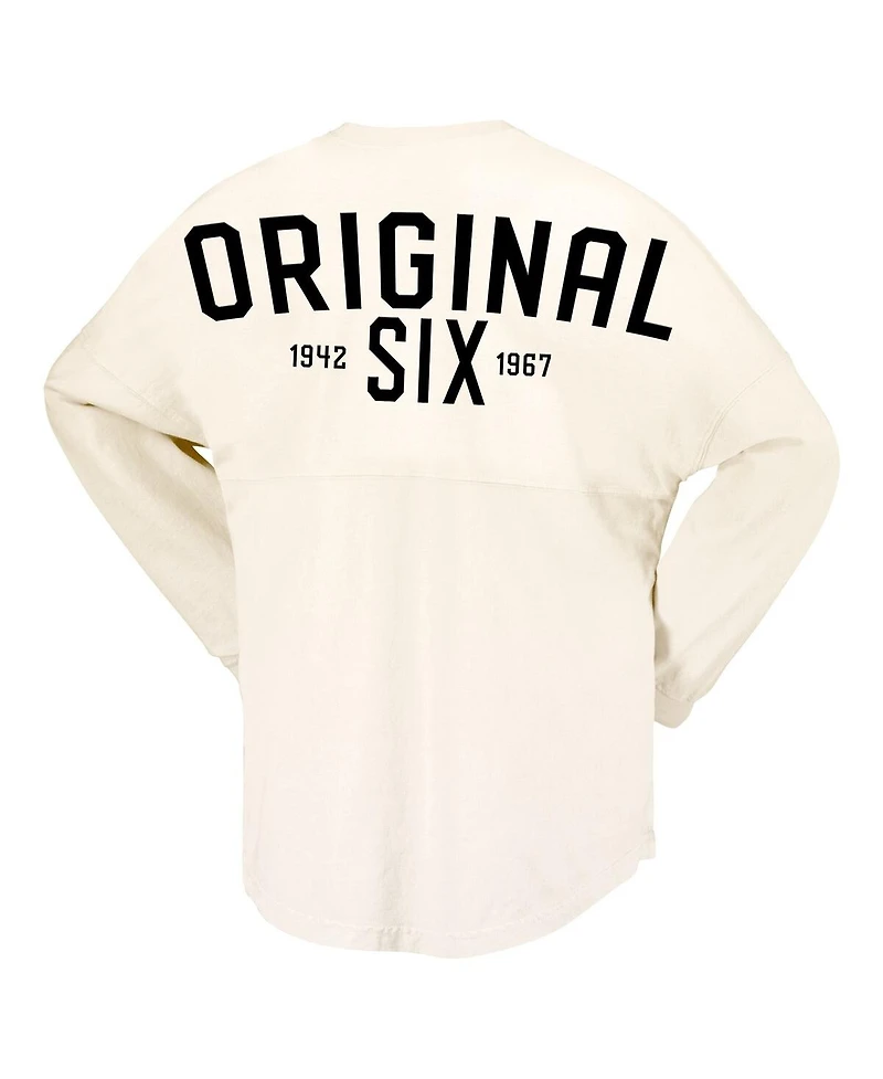 Women's Fanatics Cream Toronto Maple Leafs Original Six Lace-Up Spirit Jersey Long Sleeve T-shirt