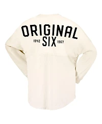 Women's Fanatics Cream Toronto Maple Leafs Original Six Lace-Up Spirit Jersey Long Sleeve T-shirt