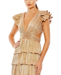 Women's Ieena Ruffle Tiered Criss Cross Lace Up Gown