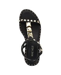 Nine West Women's Marcila Studded Strappy Flat Sandals