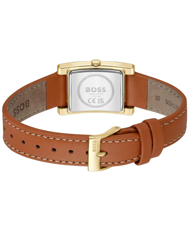 Hugo Boss Women's Lucy Quartz Basic Slim Brown Leather Watch 23mm
